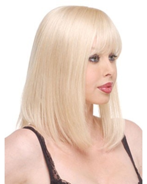 Elegant Blonde Straight Long Human Hair Hairpieces