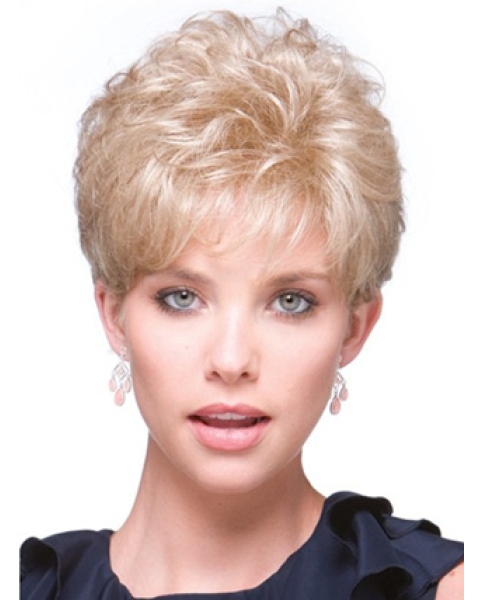 Durable Blonde Curly Short Hair Falls & Half