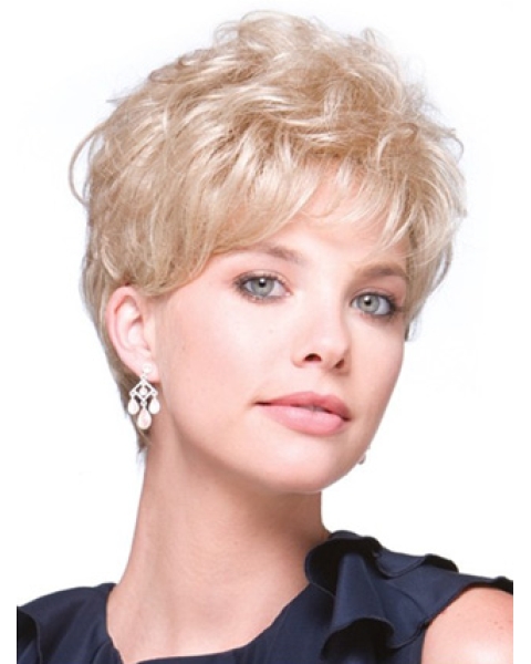 Durable Blonde Curly Short Hair Falls & Half