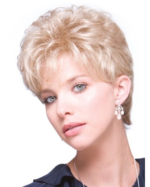 Durable Blonde Curly Short Hair Falls & Half