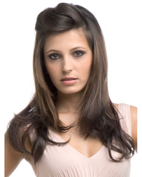 Fashion Brown Wavy Long Synthetic Hair Wigs & Half Wigs