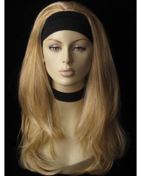 Great Blonde Straight Long Human Hair Wigs & Half Wigs