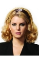 Modern Blonde Curly Shoulder Length Human Hair Wigs & Half Wigs