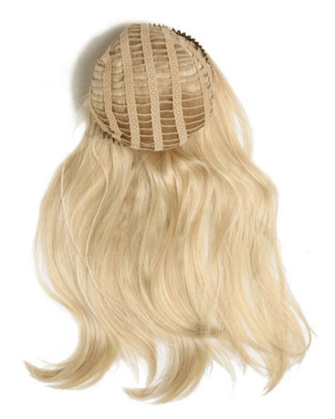 Modern Blonde Wavy Long Human Hair Wigs & Half Wigs