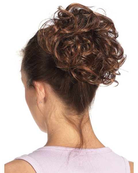 Synthetic Brown Comfortable Wraps / Buns Hairpieces