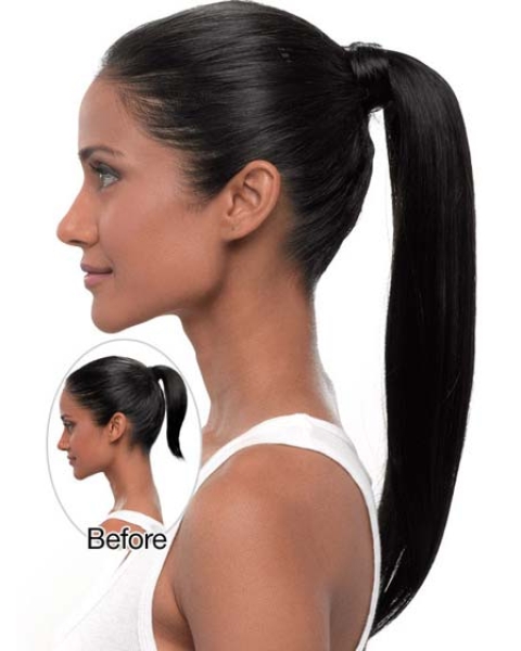 Synthetic Long Black No-fuss Ponytails