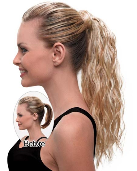 Durable Blonde Wavy Long Ponytails Hairpieces