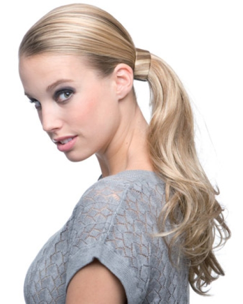 Synthetic Long Blonde Elegant Ponytails