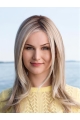 Flexibility Long Straight  Blonde Monofilament Platinum Without Bangs Synthetic Women Wigs