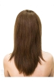 Lace Front Brown 16" Straight Long With Bangs Sleek Human Hair Women Wigs