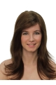 100% Hand-tied Brown 16" Long Straight  Without Bangs  Human Hair Women Wigs