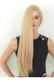 Soft  26" Long Straight Blonde Layered Hand Tied Lace Front Women Human Hair Wigs