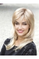 14"  Long Straight  Blonde Capless With Bangs Synthetic Wigs  For Women