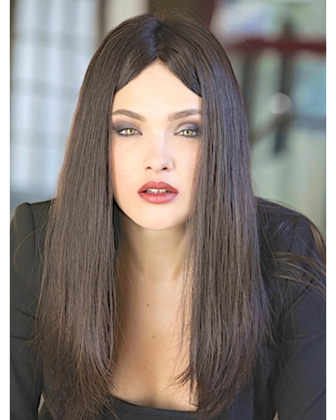 18"  Monofilament  Straight Long 100% Human Hair  Wigs For Women