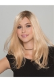 16" Long Straight Monofilament Blonde Without Bangs Women Human Hair Wigs