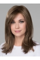 Capless 16" Long Straight Brown Monofilament With Bangs  Synthetic Women Wigs