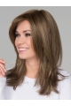 Capless 16" Long Straight Brown Monofilament With Bangs  Synthetic Women Wigs