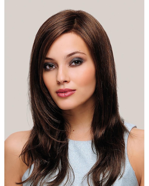 Capless Synthetic 18" Straight Monofilament Gorgeous Long Women Wigs