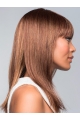 Auburn Capless 16" long Straight With Bangs Convenient Monofilament Synthetic Women Wigs