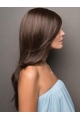 Straight 20" Capless Long Brown Straight Synthetic Layered  Hair Wig