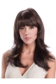 16" Long Straight With Bangs Brown  Monofilament Synthetic Wig For Cancer Patients