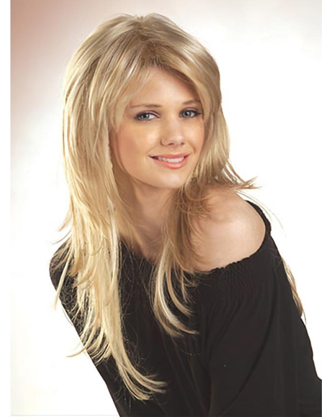 Lace Front Long Straight Blonde Human Hair  Women Wigs