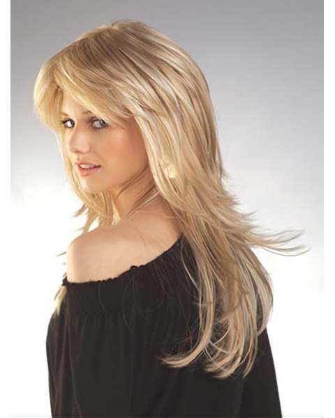 Lace Front Long Straight Blonde Human Hair  Women Wigs