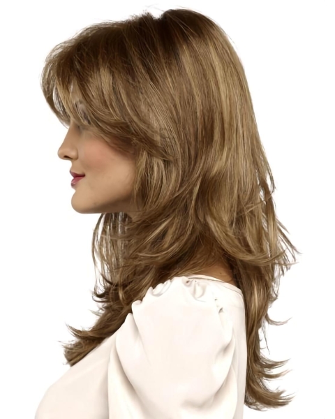 Classic Brown 16" Straight Long Synthetic Lace Front Women Wigs