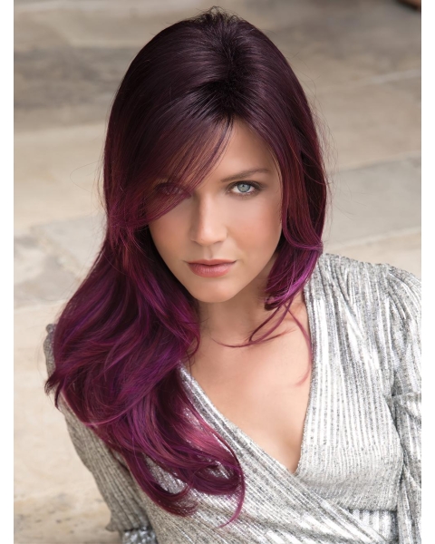 20'' Long Straight Capless Purple Layered Synthetic Women Wigs