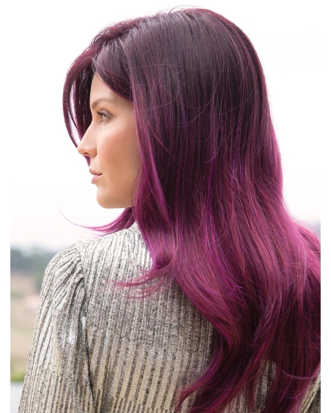 20'' Long Straight Capless Purple Layered Synthetic Women Wigs