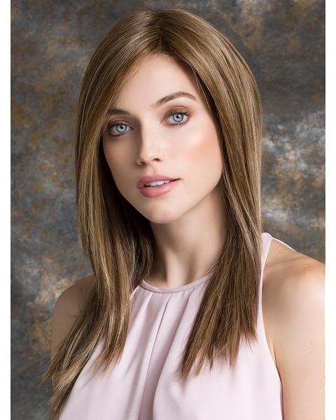  Straight Layered Brown 100% Hand-tied Long Human Hair Wigs