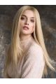 20'' Long Straight Blonde Layered Human Hair Women Wigs