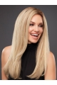 18'' Long Straight Platinum Blonde Without Bangs Human Hair Hand Tied  Women Wigs