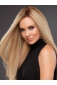 18'' Long Straight Platinum Blonde Without Bangs Human Hair Hand Tied  Women Wigs