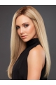 18'' Long Straight Platinum Blonde Without Bangs Human Hair Hand Tied  Women Wigs