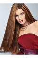 24'' Long Straight 100% Hand-Tied Brown Without Bangs Hand-tied Human Hair Women Wigs