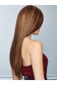 24'' Long Straight 100% Hand-Tied Brown Without Bangs Hand-tied Human Hair Women Wigs