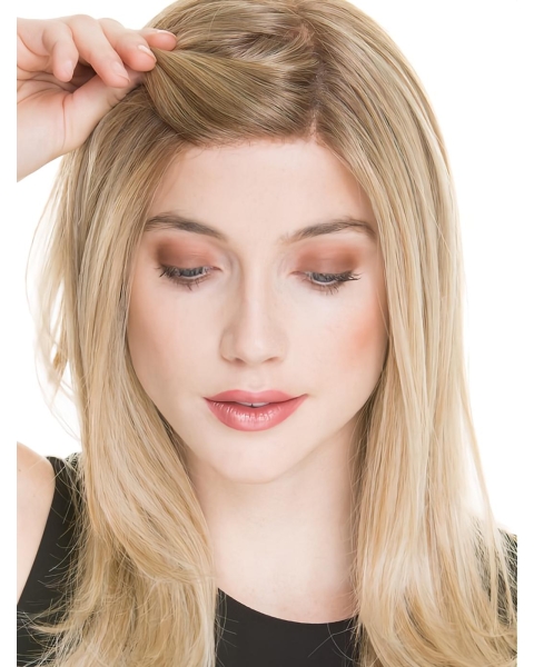 Long Blonde 16" Straight  100% Hand-tied Remy Human Hair Women Wigs