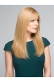 Fashion 18'' Blonde Straight Long With Bangs Mono Top Human Hair Women Wigs