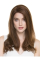 Long Brown 16" Straight Lace Front Layered Human Hair Women Wigs