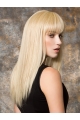  16" Long Blonde Straight Capless With Bangs Synthetic Women Wigs