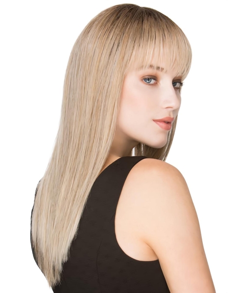 20''Long Blonde Straight Monofilament Human Hair Women Wigs