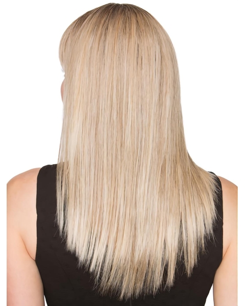 20''Long Blonde Straight Monofilament Human Hair Women Wigs