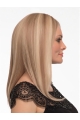 16'' Long Straight Monofilament Blonde Human Hair Women Full Lace Wigs