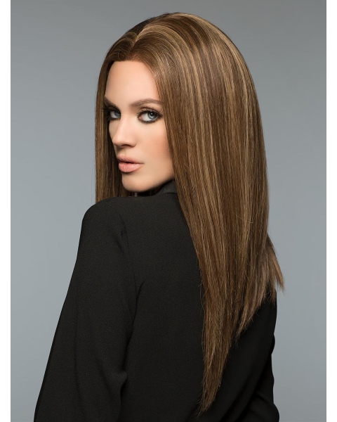 18'' Long Straight 100% Hand-Tied Monofilament Lace Front Remy Human Hair Women Wigs