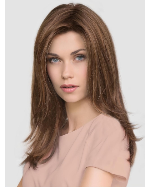 The Best 16'' Long Straight Brown Layered Synthetic Women Wigs