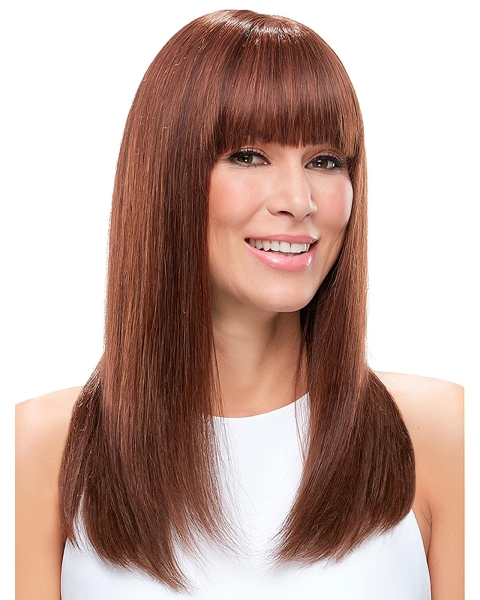 18" long Straight hand-tied Mono Top With Bangs Human Hair Women Wigs