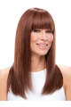 18" long Straight hand-tied Mono Top With Bangs Human Hair Women Wigs