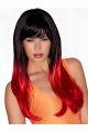 22" Long Straight Ombre/2 tone With Bangs Lace Front Synthetic  Wigs For Women