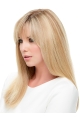  18" Long Straight With Bangs 100% Hand-Tied Mono Top Human Hair Women Wigs